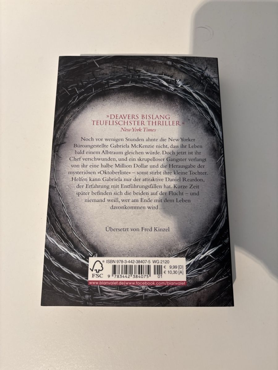 Libri: Jeffery Deaver - Blinder Feind, neuwertig – Nuovo (secondo la descrizione) da Adliswil venduto da ninotschka7 2