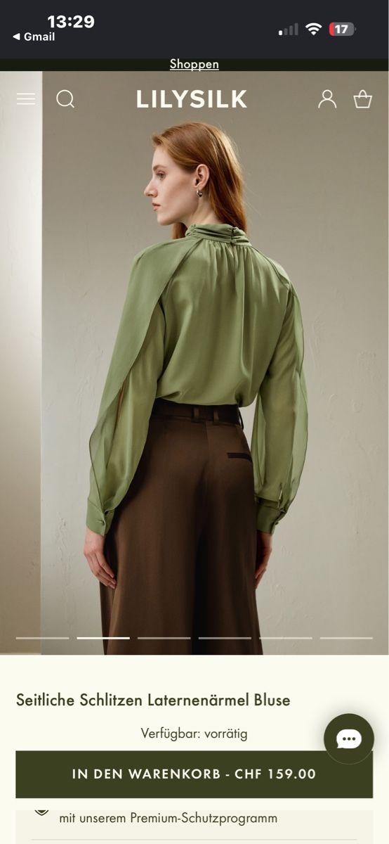 Blusen: LilySilk Olive Green Blouse lantern sleeve – Neu (gemäss Beschreibung) aus Zürich von zba_7pzv 1