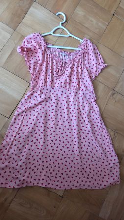 Sommerliches Kleid mit Herzchen Retro Styl, Gr. 44, Rosa🩷