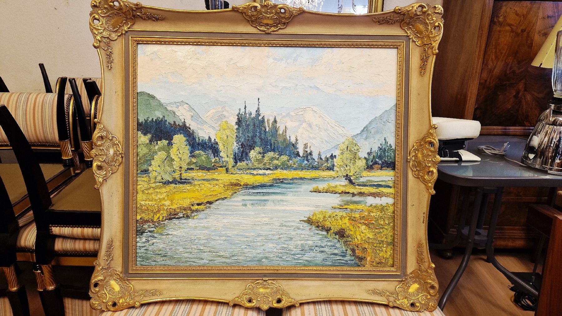 Dipinti: Ölgemälde Flusslandschaft, signiert – Usato da BERN venduto da Intarsia 1