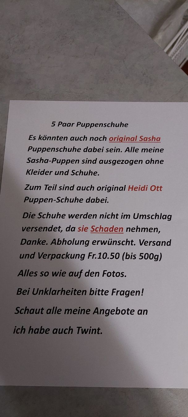 Puppen: 5Paar Puppenschuhe – Gebraucht aus Muri AG von nindo1 7