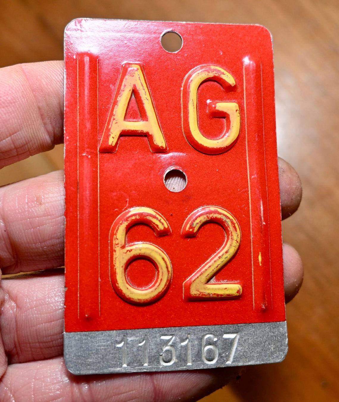 Schilder: Velonummer AG 62 von 1962 - Aargau – Gebraucht aus Pfaffhausen von mono_rec 1
