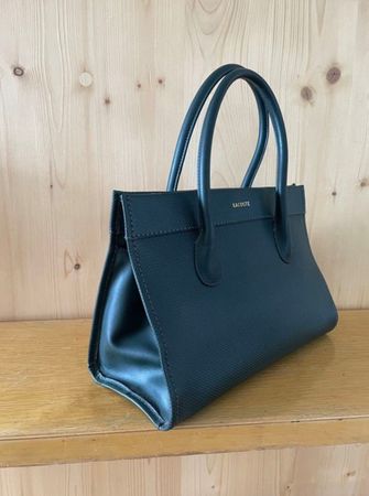 Sac Lacoste en cuir, couleur vert foncé