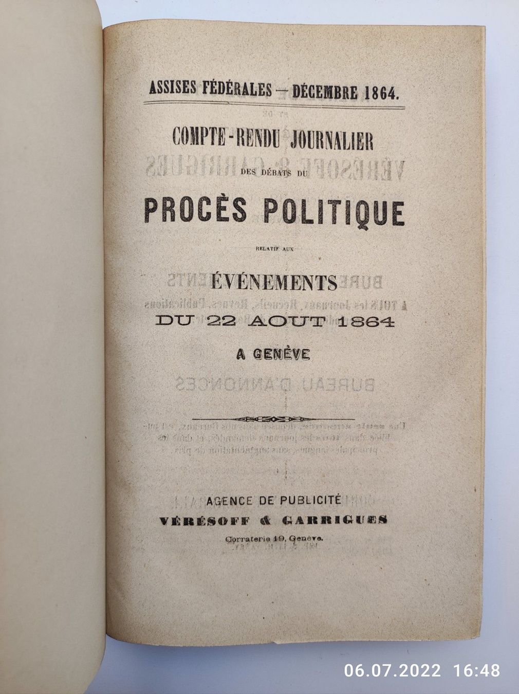Libri: ANKLAGESCHRIFT - GENF 1864 – Usato da Goldach venduto da Gaip