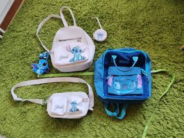 Stitch Rucksack und Taschen Set blau weiss guter Zustand