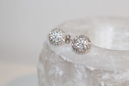 Manor Ohrstecker Kugel – Strass / Kristall – silberfarben –