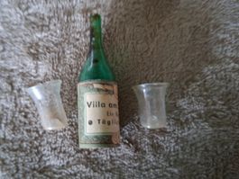 Alte Flasche Villa am Zoo,zwei Glässchen 3-teilig,Puppenhaus