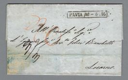 1855, PAVIA - LOCARNO, BRIEF MIT INHALT, BLAUER ANK.-0