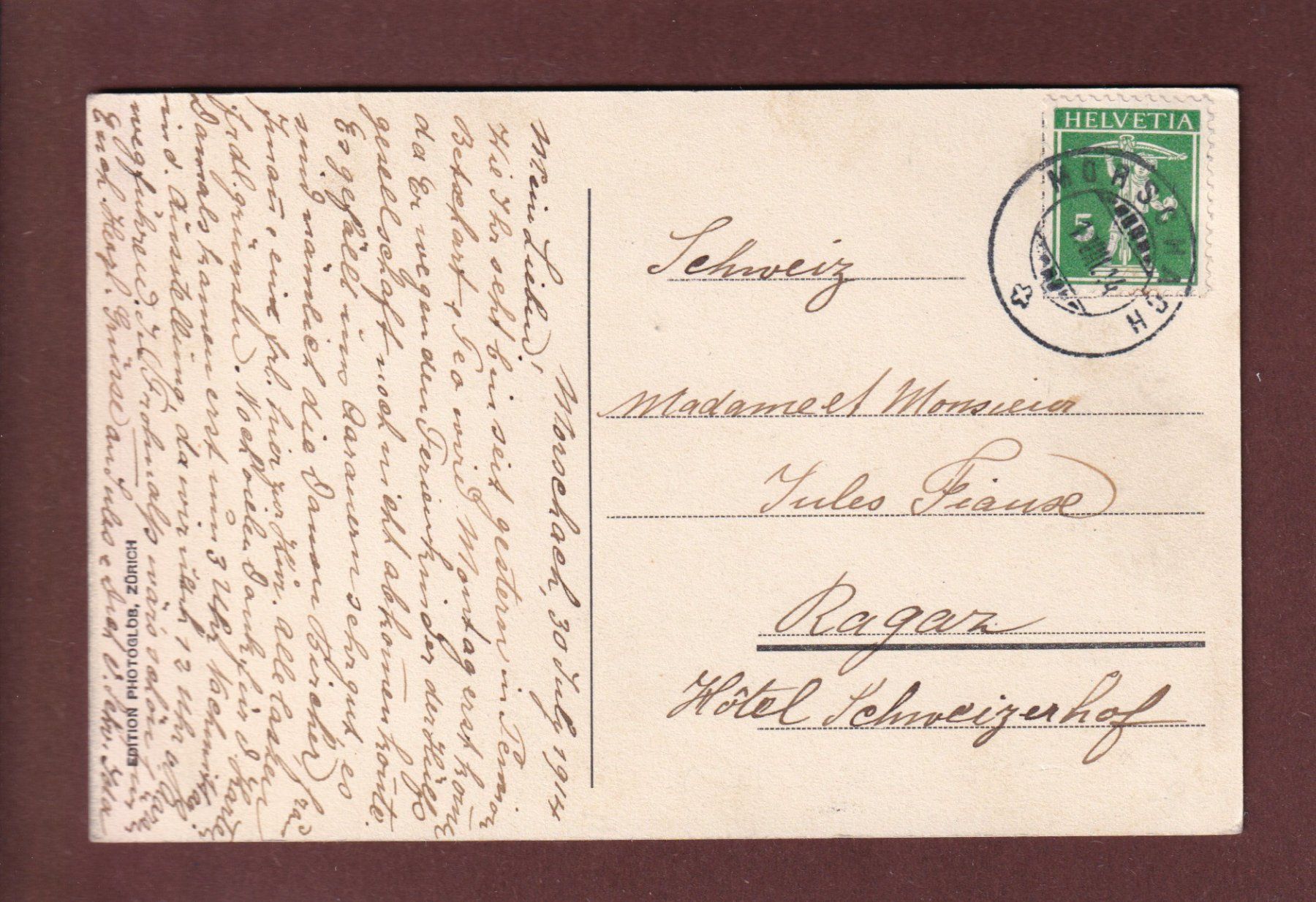 Cartoline postali: TELLSPLATTE - Schiff - 1914 – Usato da Pully venduto da nicecards 1