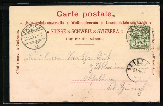 Cartes postales: Litho Einsiedeln, Blick auf das Kloster  – D'occasion à Berlin par bartko-reher 1