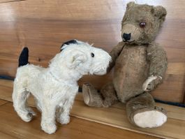 Ours en Peluche Vintage et Chien Terrier Ancien