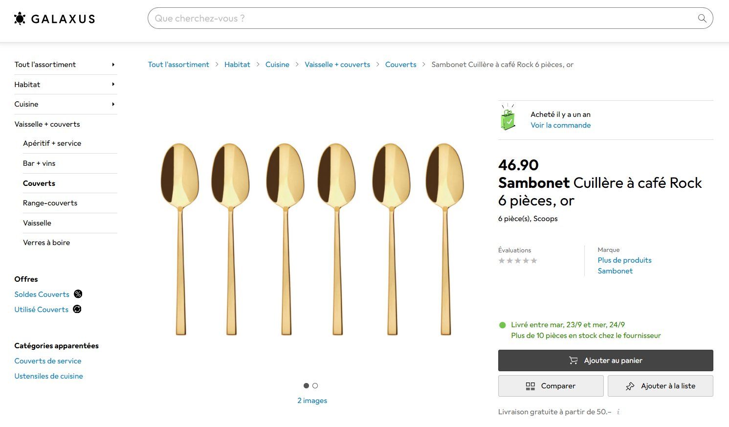 Cucchiai: 6x Cuillère Dorée De Haute Qualité – Usato da Rochefort venduto da Arkaik_FH_CH 4