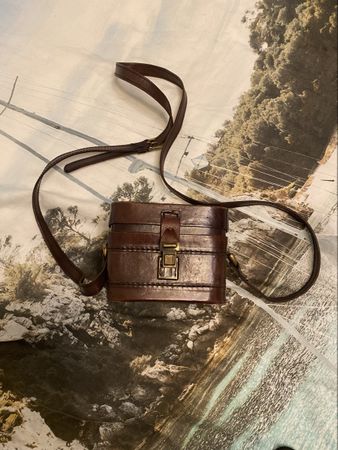 Body Bag Ledertasche, Neu, braun mit Batikmuster, Top