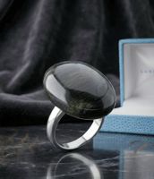 Statement Silberring (925) mit Natur-Falkenauge-Edelst - Neu