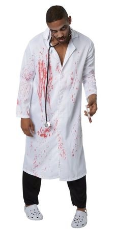 Ausverkauf Halloween Kostüm Arzt blutig Horror Doktor Gr L