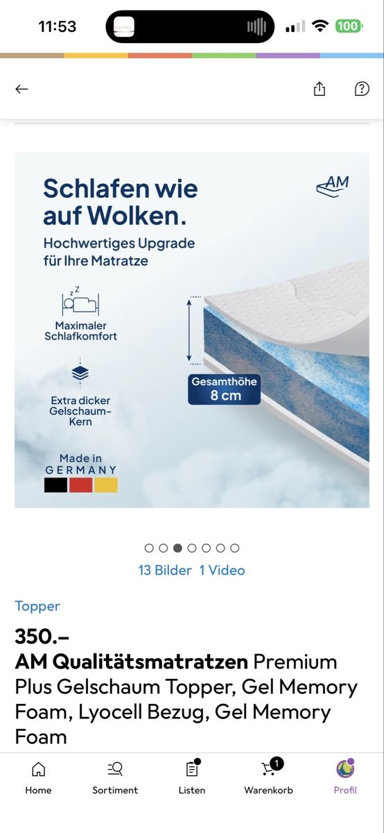 Matelas: Matratze / Topper – Neuf (Voir description) à Zürich par Glitterfee