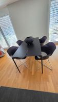4 Stühle, schwarz, Metallgestell, guter Zus...