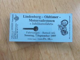 Lindenberg Oldtimer Motorradrennen 1997 Ticket-Block Selten!