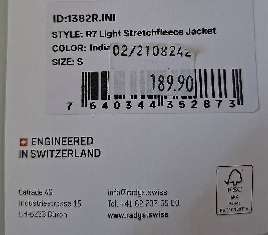 Vestes: Radys R7 Light Stretchfleece Jacket, Herren, neu, Gr. S – D'occasion à Benzenschwil par islandtreter 4