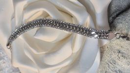 Bracciale con strass color argento 18+5cm