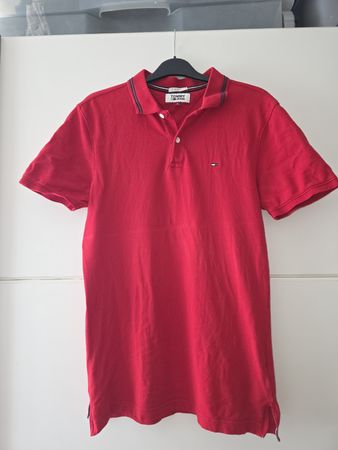 Polo Tommy Jeans rouge Slim Fit taille S