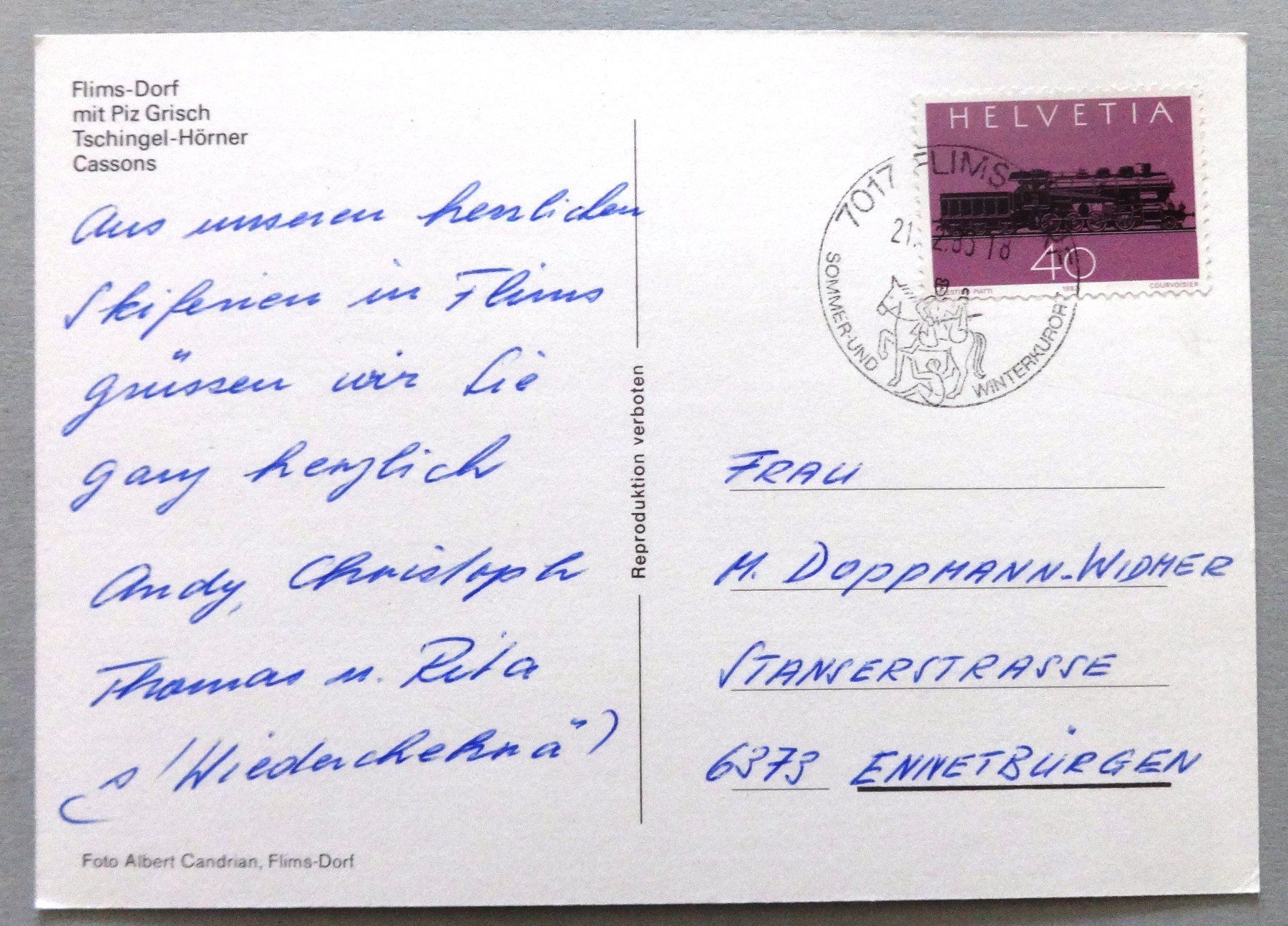 Cartoline postali: Flims-Dorf – Usato da Fétigny venduto da Billy2miny 1