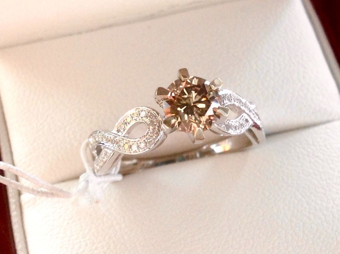 Anelli: *NEU Traum Champagne Diamant-Solitärring – Nuovo e nell'imballaggio originale da Roggwil /BE venduto da elegance45 7