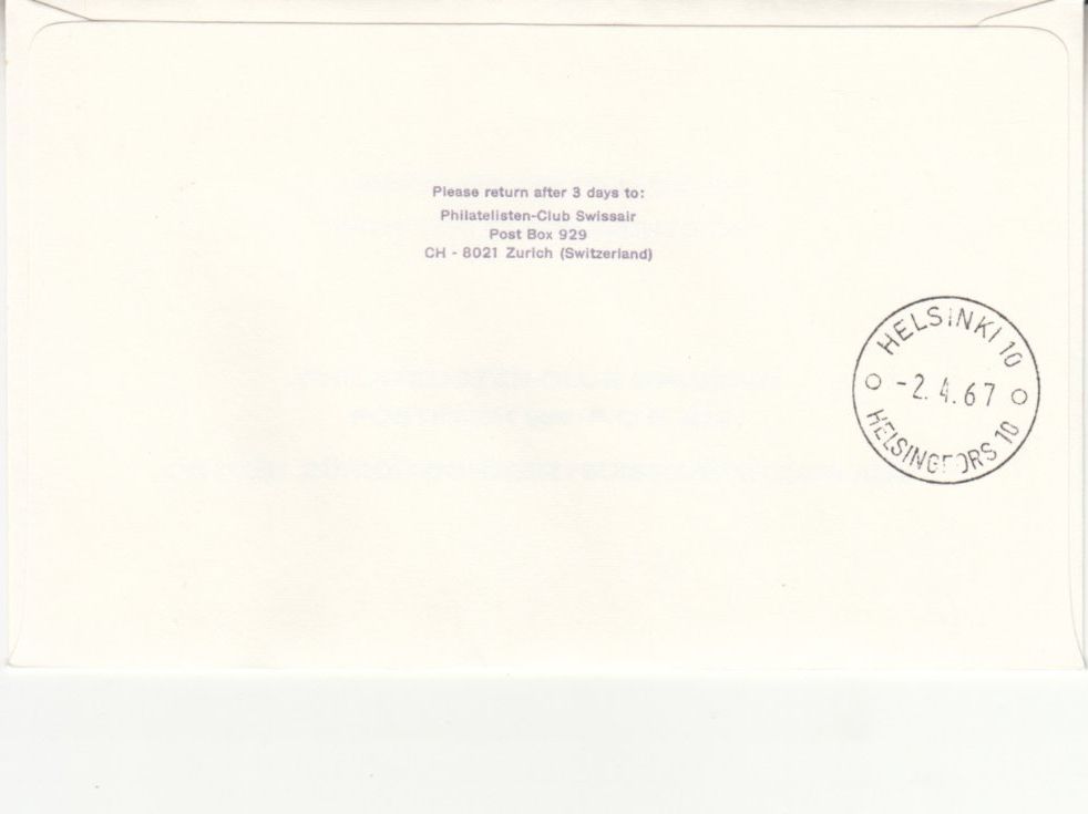 Tutti i francobolli: SLH RF 67.4b Zürich-Helsinki – Usato da Bürglen TG venduto da StampGraf 1