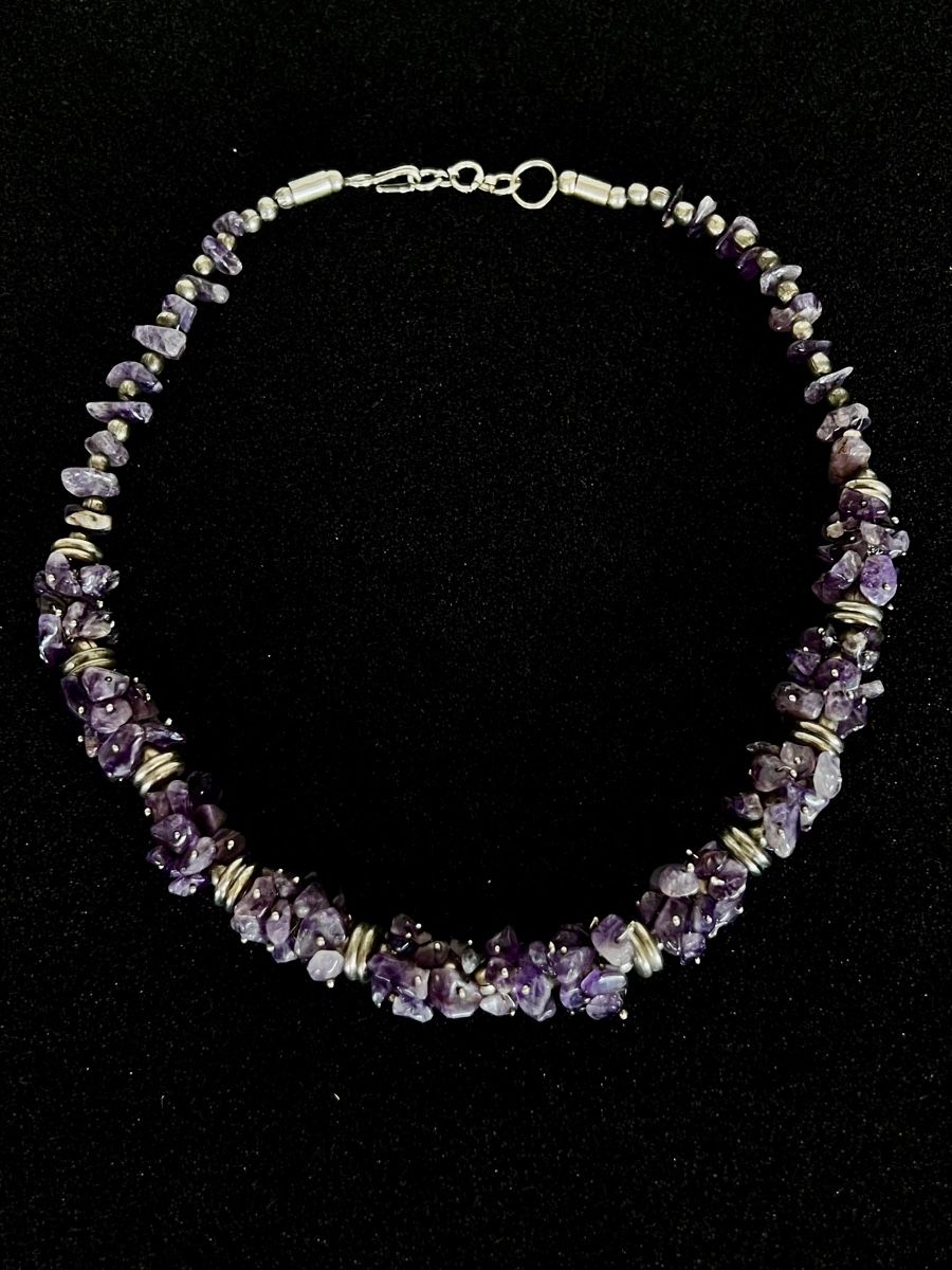Catenine: Vintage poliert Amethyst Cluster Chocker Schmuck – Usato da Moehlin venduto da Balirain
