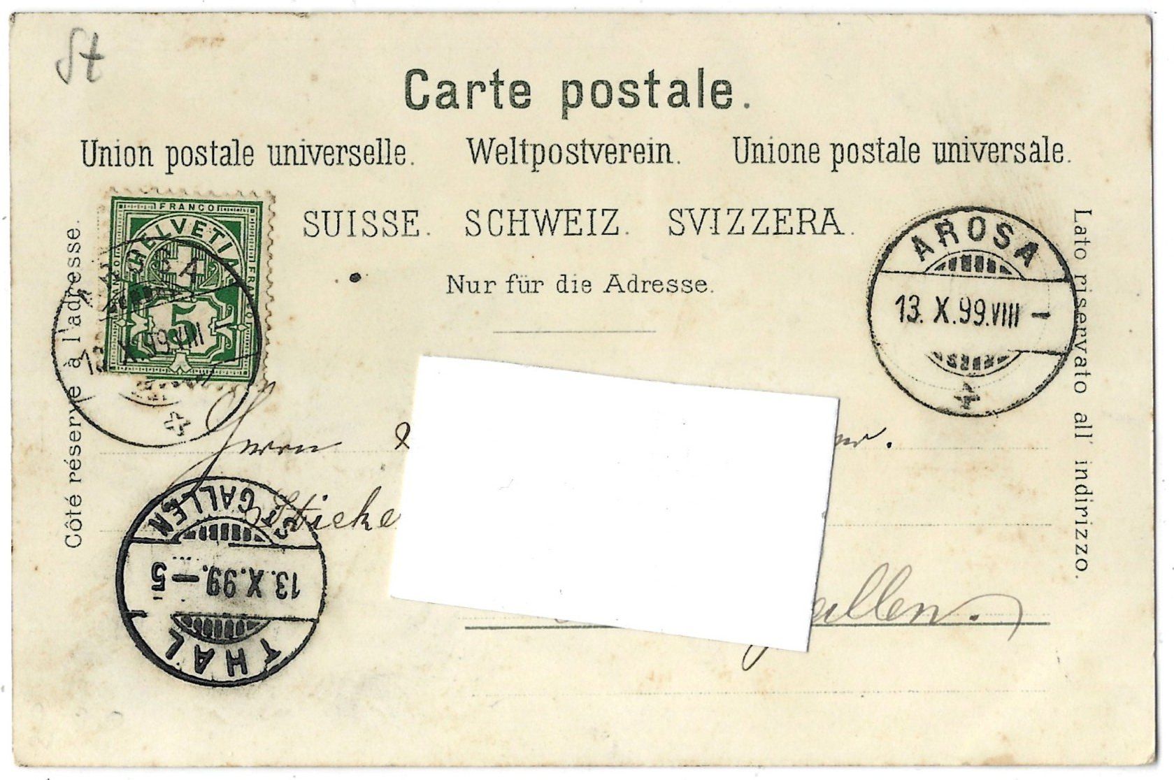 Ansichtskarten: G R U S S     a u s     A R O S A. – Gebraucht aus Bütschwil von Jackson1A 1
