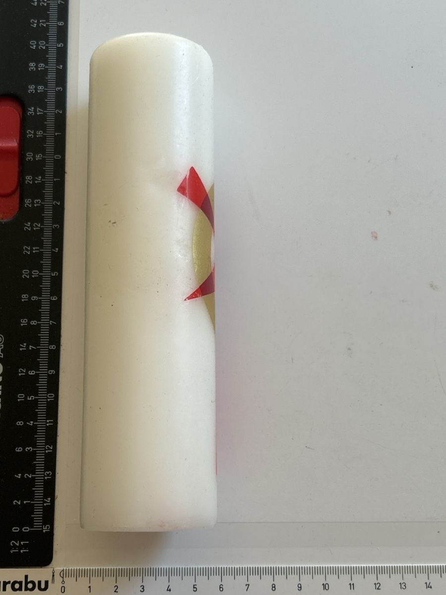 Bougies: Kerze weiss mit rotem Muster(I30) – Neuf (Voir description) à Neuenhof par SchnaeppliAllerlei 1