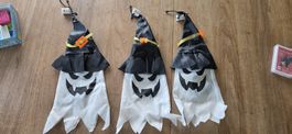 3 Halloween Geister Dekoration mit Licht LED Batterie