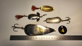 Angelköder Blinker Löffel sehr alte Hechtköder, Set 4 Stück