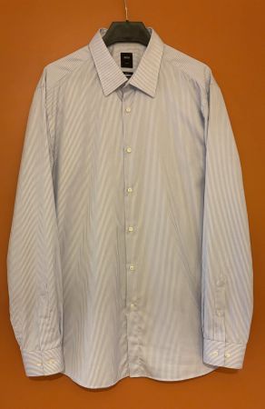Hugo Boss - Chemise Costume - Bleu clair/Blanc rayures - 43