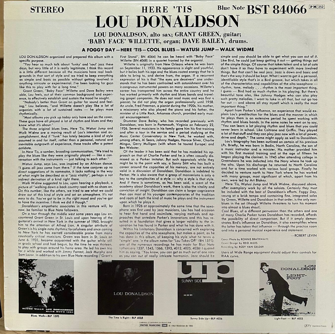 Schallplatten: Lou Donaldson - Here 'Tis //LP: VG+; Sleeve: VG++ – Gebraucht aus Zürich von saltbee 1