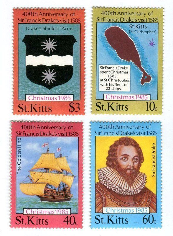 Tous les timbres: Briefmarken "Schiffe. Francis Drake". St. Kitts. – Neuf avec emballage d'origine à Basel par Butsch5