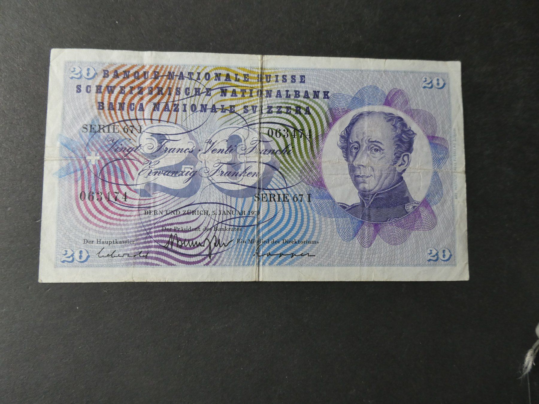 Banconote: Schweiz 1970, 20 Franken – Usato da Hinterforst venduto da Rohusri