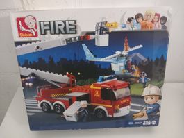 Sluban Feuerwehr mit Helikopter,  Neu! Lego kompatibel