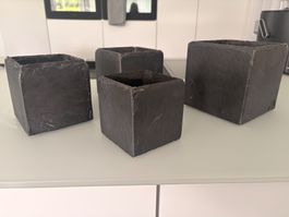 4 Schiefer Blumentöpfe klein