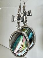 Vintage-Ohrhänger Silber 925 Abalone & Silberschleifen