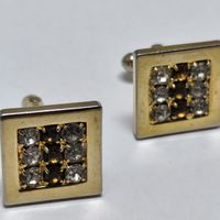 Vintage Manschettenknöpfe Strass Goldfarben #C8 