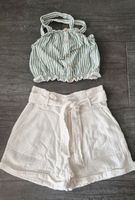 Top rayé et short blanc à nouer - 12 ans