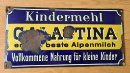 Vintage Berner Galactina Kindermehl Emailschild 1910/20er