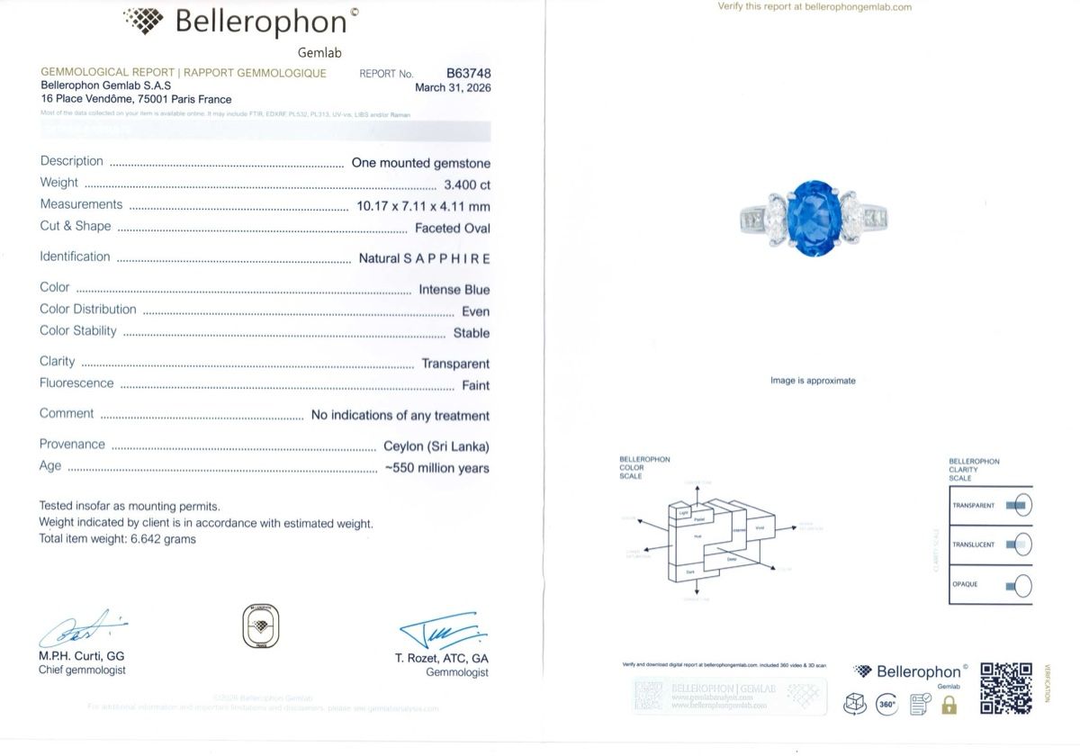 Bagues: Unerhitzter Sri-Lanka Saphir Ring in Platinum – Neuf (Voir description) à Cologny par Chrono_supply 1