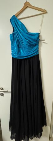 Abendkleid, Türkis/Schwarz  (Grösse 42)