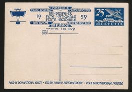 1929 : Bundesfeierkarte mit Flugpost - ungebraucht