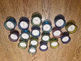 Teelichthalter Glas bunt 17 Stück