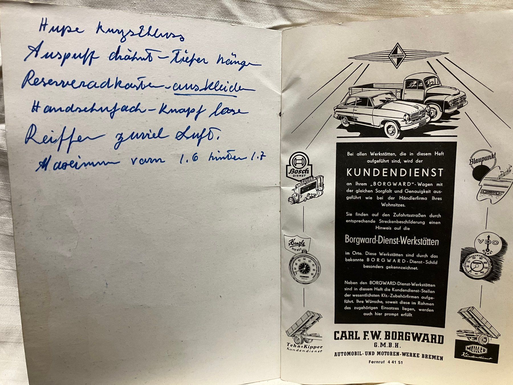 Libri: BORGWARD Kundendienstwerkstätten Text lesen – Usato da Pfäffikon ZH venduto da Einarrolf 1