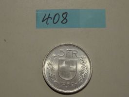 5 Franken 1969 in silber vorzüglich erhalten