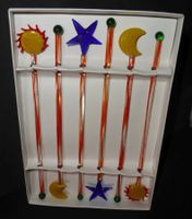 Cocktail-Mixstäbchen aus bearbeitetem Glas Sonne,Stern,Mond